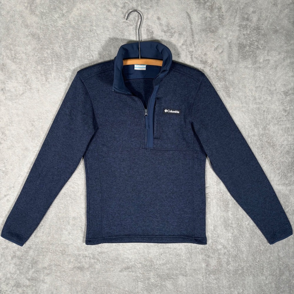 Columbia Mens AO5817 Navy Blue Heather 1/4 Zip Sweater Fleece Pullover XS Preppy